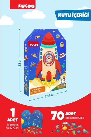 Puedo Manyetik Oyun Seti - Uzay 70 Parça