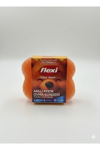 Flexi Akıllı Ayıcık Ovma Süngeri Sıcak Suda Yumuşak, Soğuk Suda Sert Uzun Ömürlü 3 Adet