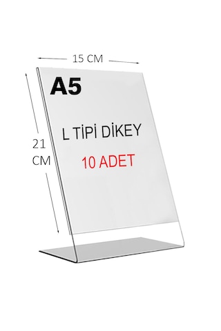 Heroglas 10adet A5 L Tipi Dikey Masa Üstü Şeffaf Pleksi / Föylük-fiyatlık-menü-broşürlük
