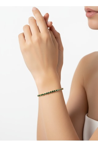 Valmont Accessories Kadın Gold Renk Fuşya Taşlı Su Yolu Bileklik Pembe
