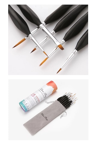 15 Parça Detay Boya Fırça Seti Akrilik Sulu Boya Yağlı Boya İçin