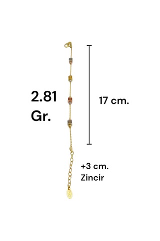 Altın Kaplama 925 Ayar Gümüş Küp Figürlü Bileklik Modern Ve Zarif Tasarım Gümüş