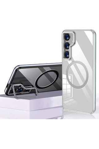 Wlons Galaxy S24 Uyumlu Kılıf Magsafe Şarj Özellikli Şeffaf Görünüm Wlons Standlı Efsane Kapak