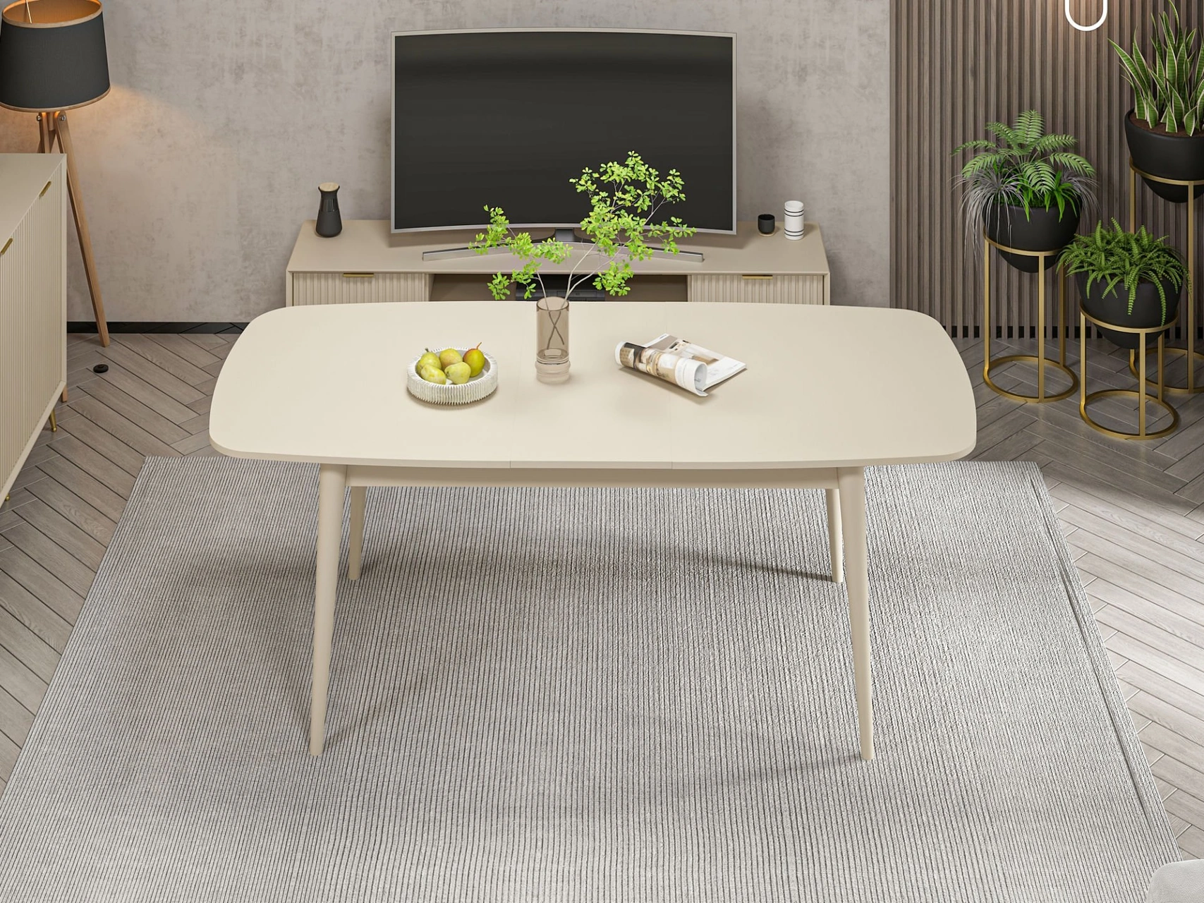 Kale Luxe Açılır Yemek Masası - Kumtaşı Bej