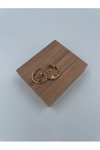 Xbaby İnsan Yüzü Şekilli Yıldızlı Çelik Gold Küpe Gold