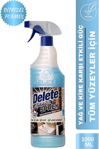Delete Çok Amaçlı Temizleyici - Yağ Kir Leke Küf Sökücü - 1 Lt Tekli