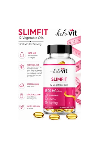 Helovit Slimfit 1300 Mg 12 Bitkisel Yağ İçeren Takviye Ve Yağ Yakım Desteği 30 Softjel