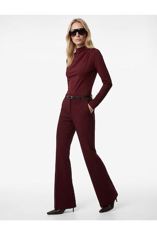 Koton Slim Fit Uzun Kollu Dik Yaka Drape Detaylı Bodysuit Bordo 6sak80065ek