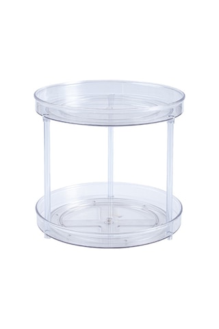 Monyee Mini İki Katlı Şeffaf Döner Organizer - Mutfak/ev Ürünleri İçin Depolama Rafı, Ayrılabilir Ve Yıkabilir Şeffaf