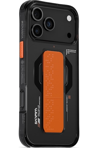 Apple Uyumlu iPhone 17 Pro Max Kılıf M-safe Şarjlı Airbag Tasarımlı Standlı Haxa Kapak Füme Füme