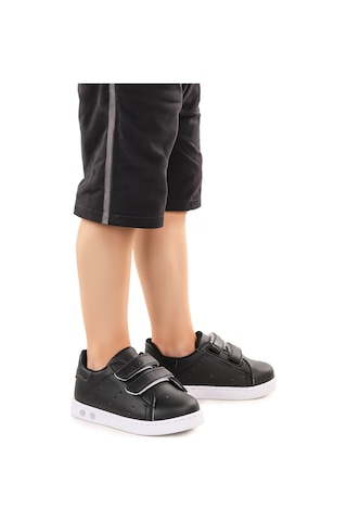 Kiko Kids Royzo Cırtlı Işıklı Erkek Bebek Spor Ayakkabı Siyah
