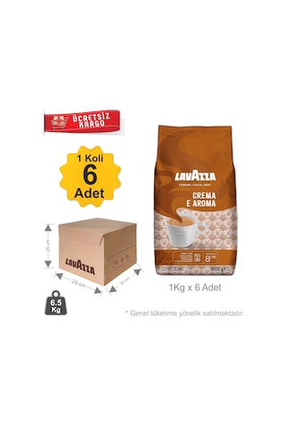 Lavazza Crema E Aroma Çekirdek Kahve - Kahverengi - 1 Koli - 6 x 1 KG