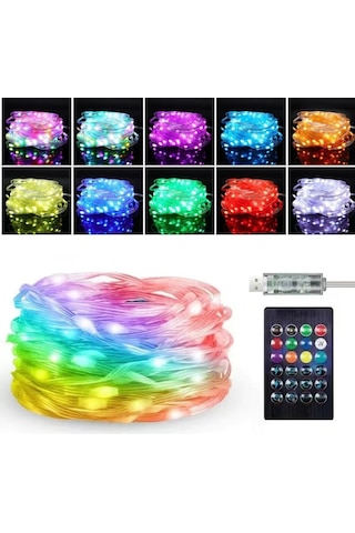 10 Mt Uzaktan Kumandalı Usb Led Işık - Çok Modlu Dekoratif Ortam Aydınlatmas Çoklu Renk