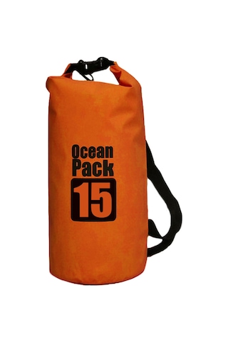Mufunye 15l Turuncu Tek Omuzlu Su Geçirmez Çanta - Pvc 500d, Rafting, Kayak, Plaj İçin Saçma Kapağıyla Kuru Saklama
