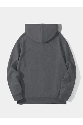 Efnaz Style Erkek Düz Kapüşonlu Sweat - Füme Fume