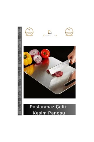 Etkesmepanosu Paslanmaz Çelik Hijyenik Dayanıklı Şık Mutfak Sebze Kaymaz Modern Meyve Et Kesim Pano Çok Renkli
