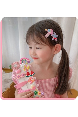 Samdoo Kız Çocukları İçin 10 Adet Renkli Bitki Desenli Saç Klipsi - Günlük Ve Özel Etkinlikler İçin Yumuşak Tutucu Resin Plastik Aksesuar
