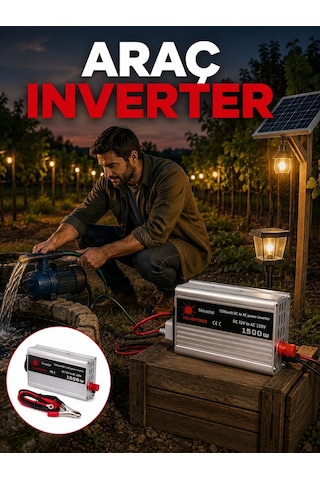 Akü Gücünü Ev Elektriğine Dönüştüren Güçlü İnvertör 1500w