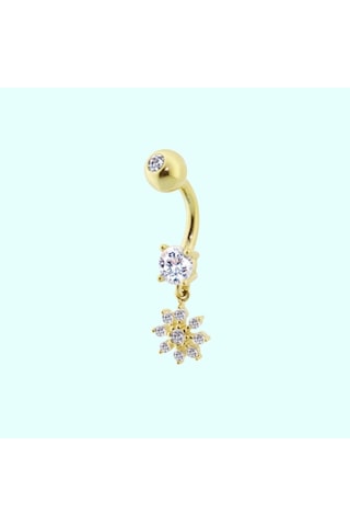 Altın Göbek Piercing 14 Ayar Sallantılı Kartanesi Altın