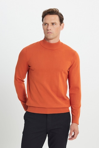 AC&Co / Altınyıldız Classics Erkek Standart Fit Normal Kesim Yarım Balıkçı Yaka Triko Kazak Kiremit