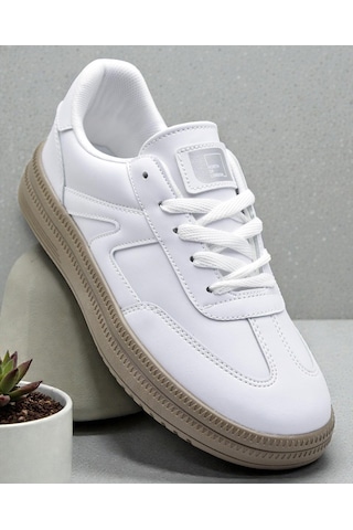 Ispartalılar 510 Hazır Taban Unisex Spor Ayakkabı Bağcıklı Rahat Sneaker Erkek Kadın Spor Ayakkabı Beyaz