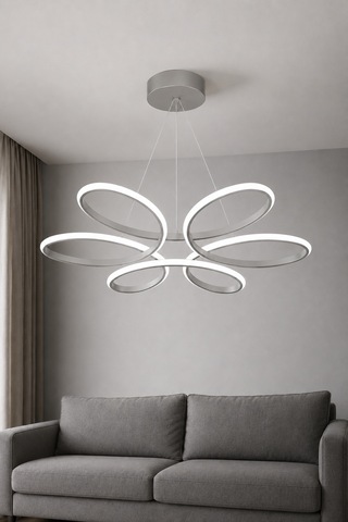 Niva Led Sarkıt Avize Beyaz Işık Gri
