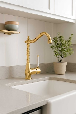 Rudi Armatür 360 Döner Gövdeli Pirinç Malzeme Rustik Eviye Bataryası Diğer