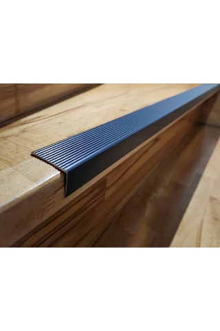 Antrasit L Model Metal Merdiven Basamak Profili Merdiven Çıtası Köşebent Bitim Profil 4cm 2cm 1,35m
