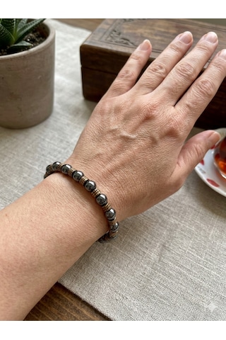 8 Mm Hematit Bilelklik Unisex Açık Gri