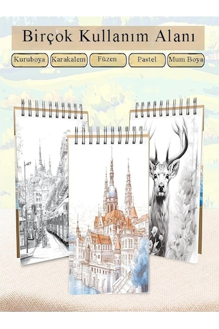 Telli Eskiz Defteri Canson 1557 35x50 Cm Spiralli 15 Yaprak 1 Adet 120 Gr Karakalem Sketch Resim Guaj Sulu Pastel