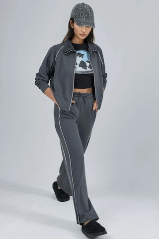 Hiccup Modal Dokulu Fermuarlı Sweatshirt & Pantolon İkili Takım Berşan Collection Gri