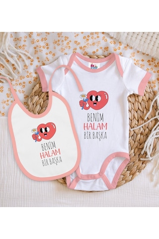Bk Kids Benim Halam Bir Başka Tasarımlı Pembe Bebek Body Zıbın Ve Çok Renkli