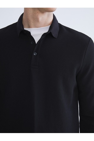 Lcwaıkıkı Classic Siyah Polo Yaka Erkek Sweatshirt