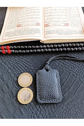 Küçük Dörtgen Cevşen Dualı Kolye Muska Hakiki Deri Çok renkli 84683674