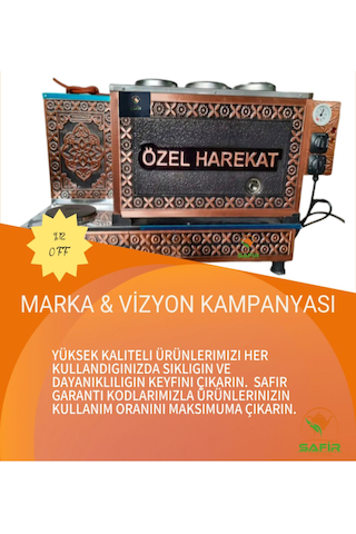 3 Gözlü Sadece Elektrikli Bakır Çay Kazanı Bayrak Osmanlı Tuğra