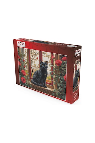 Nova Puzzle 1000 Parçalı Pencere Önündeki Siyah Kedi Puzzle - 41202
