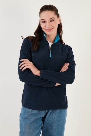 Lela Slim Fit Yumuşak Dokulu Anti-Pilling Tüylenme Yapmayan Yarım Fermuarlı Bayan Polar 5907000 Lacivert