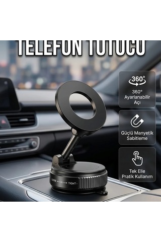 360 Dönebilen Manyetik Araç Telefon Tutucu Alüminyum Gövde, Vakumlu Montaj Çok Renkli
