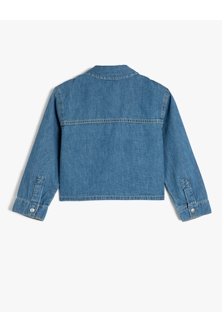 Koton Pamuklu Kısa Kollu Crop Denim Ceket Orta İndigo 5skg20016ad İndigo