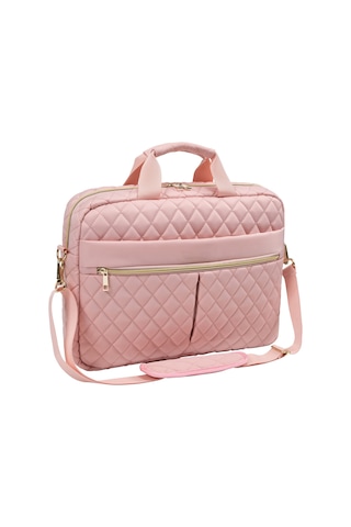 Xindoker 15.6 İnç Pembe Desenli Dikişli Bilgisayar Çantası - Tsa Uyumlu, Çok Bölmeli, Su Geçirmez, Ergonomik Askılı Ve El Çantası Pembe