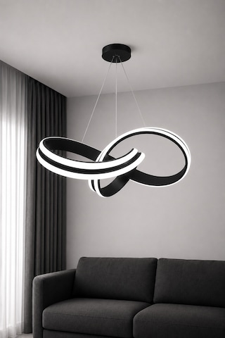 Arona Led Sarkıt Avize Beyaz Işık Siyah