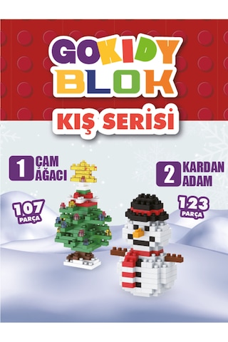Blok Yılbaşı Serisi - Kardan Adam Ve Yılbaşı Ağacı