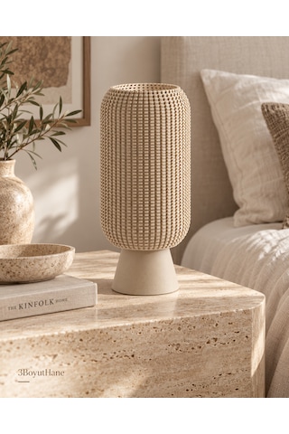 Modern Dekoratif Masa Lambası Salon Ve Yatak Odası İçin Abajur, 10 Renk Seçeneği, E14 Led Uyumlu Bej