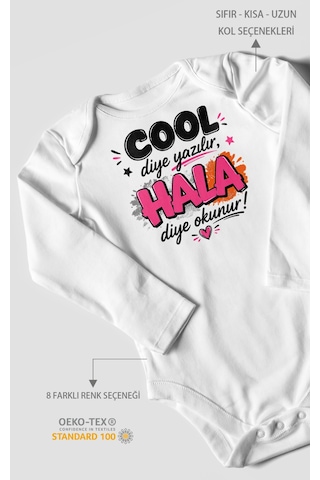 Morivokids Cool Diye Yazılır Hala Diye Okunur Uzun Kollu Bebek Body %100 Pamuk Beyaz