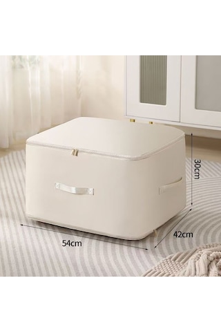 Vkemall Bej Organize Edici Depolama Çantası - İçki Suya Ve Nem'e Dayanıklı, Çift Yönlü Reçme, Geniş Tutamaklı, Giysi Ve Yorgan Saklama İçin 54 42 30cm Bej