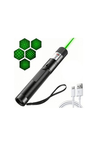 Usb Şarjlı Yeşil Laser Güçlü Işın, Uzun Menzil, Anahtarlıklı Taşınabilir Lazer Kalem