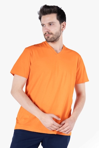 T-shirt V Yaka %100 Pamuk Turuncu