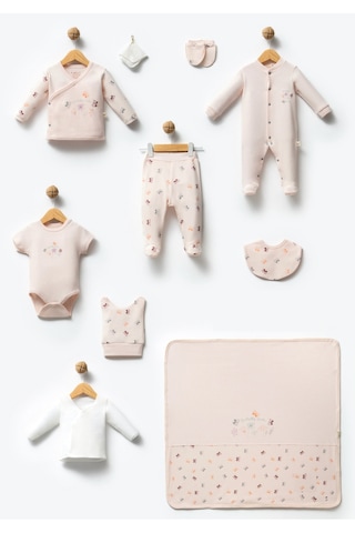 By Bubbles Unisex Desenli 10'lu Hastane Çıkış Seti Ekru Kelebek