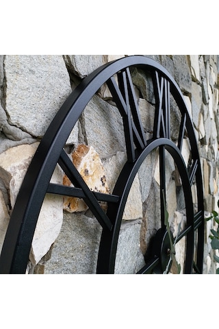 Ferforje Metal Dekoratif Duvar Saati 76Cm Roma Rakamlı 3 Boyutlu