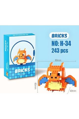 Brıcks Pikachu & Charizard 2 Li Set Pokemon Uyumlu Mini Yapı Bl